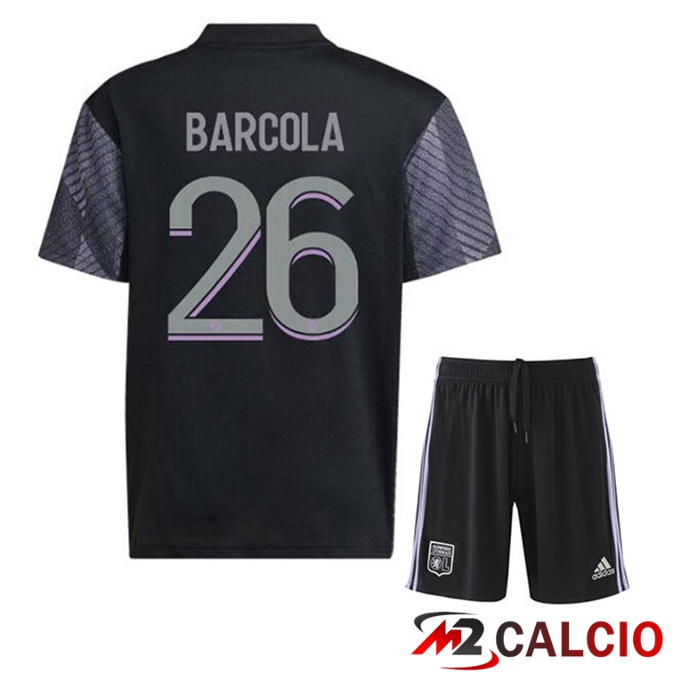 Maglie Calcio Personalizzate,Tute Calcio Squadre,Maglia Nazionale Italiana Calcio | Maglie Calcio Lyon OL (BARCOLA 26) Bambino Terza Nero 2022/2023
