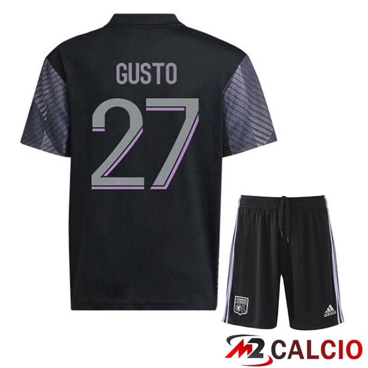 Maglie Calcio Personalizzate,Tute Calcio Squadre,Maglia Nazionale Italiana Calcio | Maglie Calcio Lyon OL (GUSTO 27) Bambino Terza Nero 2022/2023