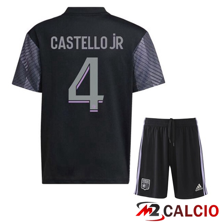 Maglie Calcio Personalizzate,Tute Calcio Squadre,Maglia Nazionale Italiana Calcio | Maglie Calcio Lyon OL (CASTELLO JR 4) Bambino Terza Nero 2022/2023