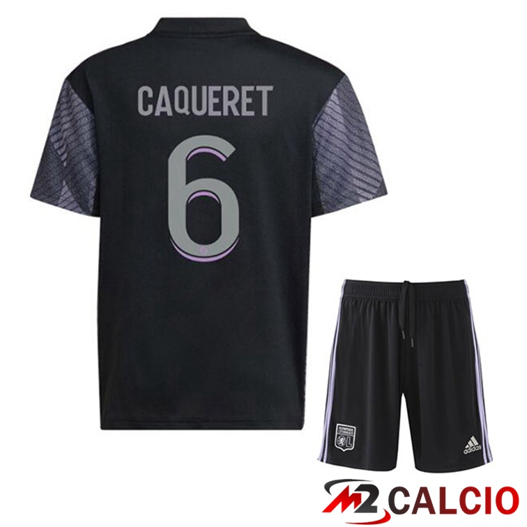 Maglie Calcio Personalizzate,Tute Calcio Squadre,Maglia Nazionale Italiana Calcio | Maglie Calcio Lyon OL (CAQUERET 6) Bambino Terza Nero 2022/2023