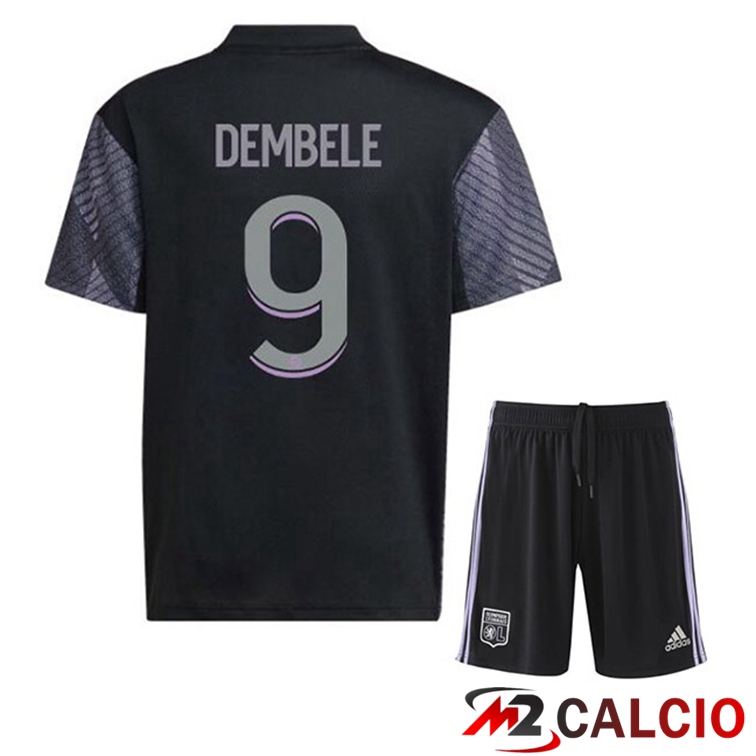 Maglie Calcio Personalizzate,Tute Calcio Squadre,Maglia Nazionale Italiana Calcio | Maglie Calcio Lyon OL (DEMBÉLÉ 9) Bambino Terza Nero 2022/2023