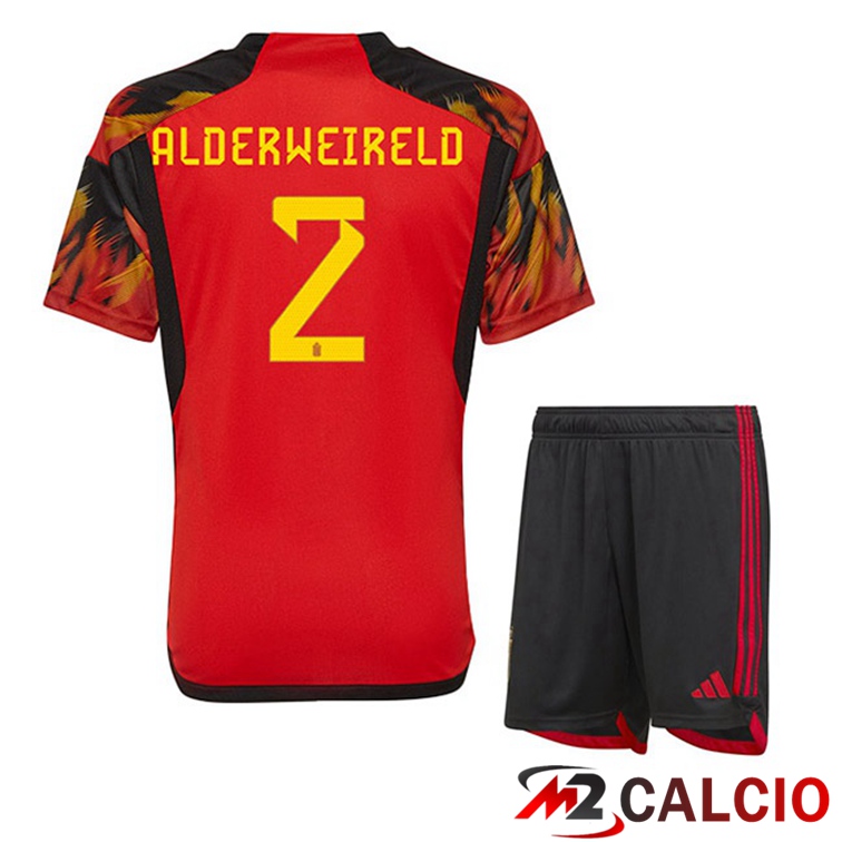 Maglie Calcio Personalizzate,Tute Calcio Squadre,Maglia Nazionale Italiana Calcio | Maglie Calcio Belgio (ALDERWEIRELD 2) Bambino Prima Rosso 2022/2023