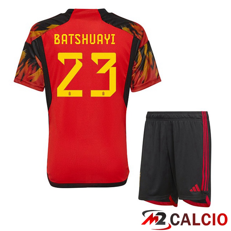 Maglie Calcio Personalizzate,Tute Calcio Squadre,Maglia Nazionale Italiana Calcio | Maglie Calcio Belgio (BATSHUAYI 23) Bambino Prima Rosso 2022/2023