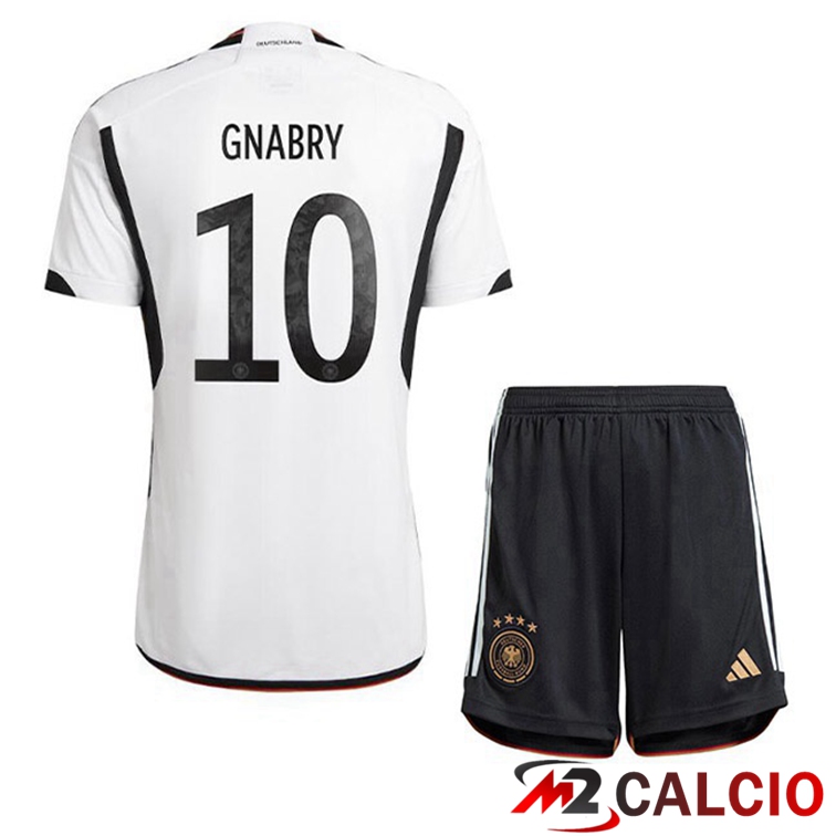 Maglie Calcio Personalizzate,Tute Calcio Squadre,Maglia Nazionale Italiana Calcio | Maglie Calcio Germania (GNABRY 10) Bambino Prima Nero Bianco 2022/2023