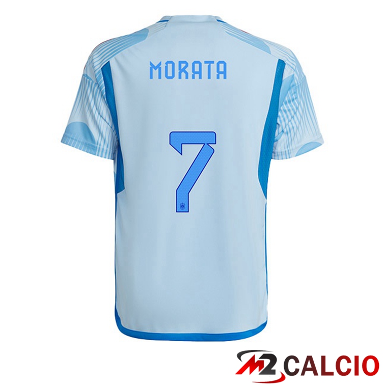 Maglie Calcio Personalizzate,Tute Calcio Squadre,Maglia Nazionale Italiana Calcio | Maglie Calcio Spagna (MORATA 7) Seconda Blu Bianco 2022/2023