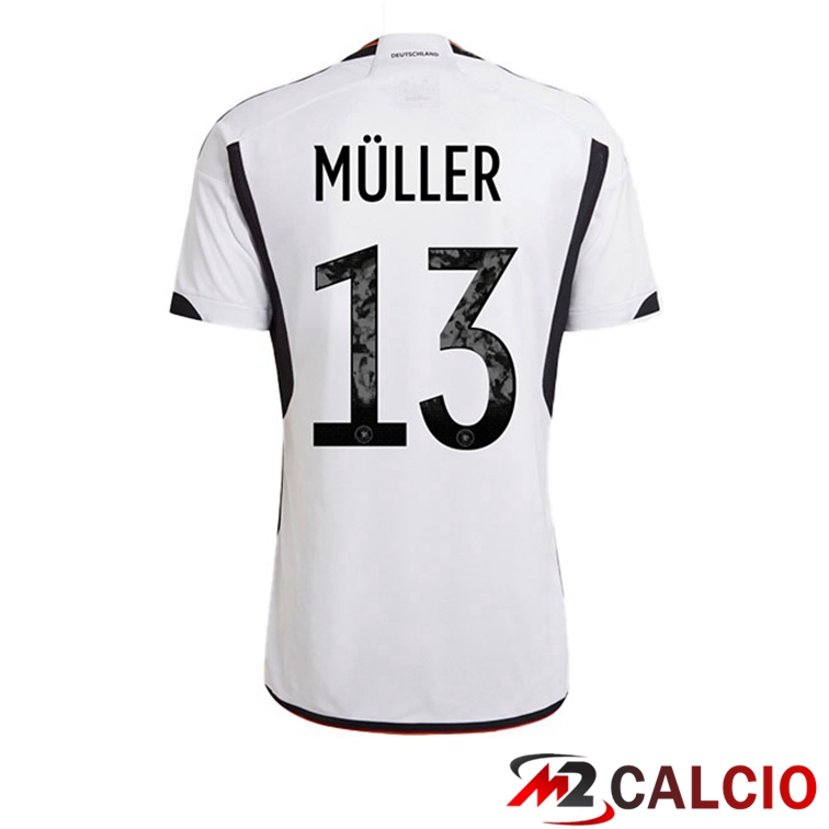 Maglie Calcio Personalizzate,Tute Calcio Squadre,Maglia Nazionale Italiana Calcio | Maglie Calcio Germania (MÜLLER 13) Prima Nero Bianco 2022/2023
