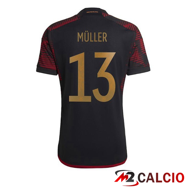 Maglie Calcio Personalizzate,Tute Calcio Squadre,Maglia Nazionale Italiana Calcio | Maglie Calcio Germania (MÜLLER 13) Seconda Nero 2022/2023