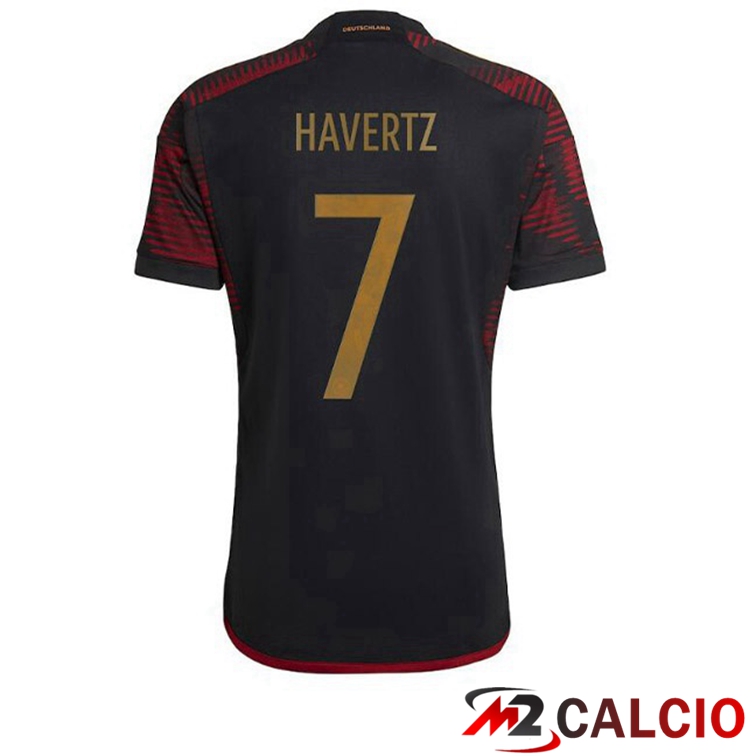 Maglie Calcio Personalizzate,Tute Calcio Squadre,Maglia Nazionale Italiana Calcio | Maglie Calcio Germania (HAVerdeZ 7) Seconda Nero 2022/2023