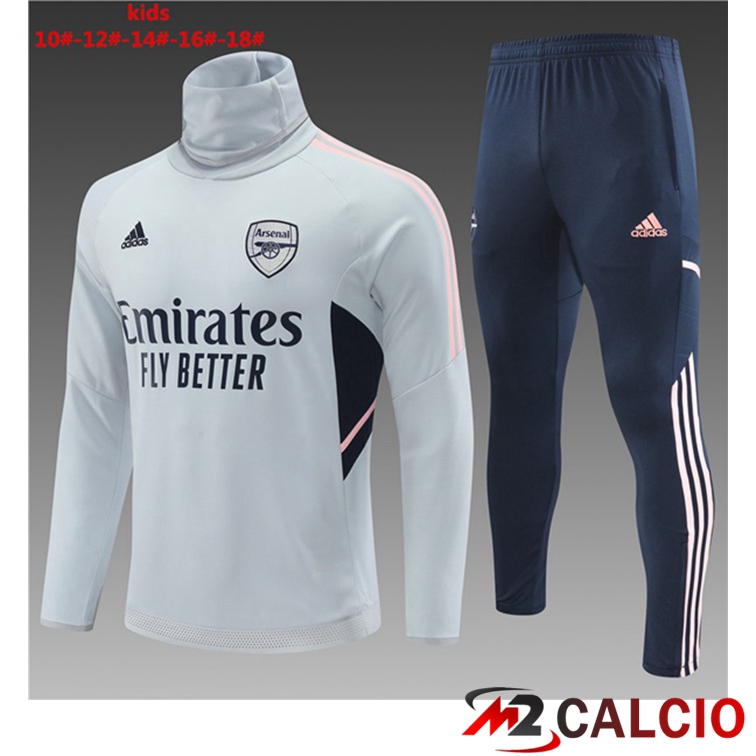 Maglie Calcio Personalizzate,Tute Calcio Squadre,Maglia Nazionale Italiana Calcio | Tuta Calcio Arsenal Collo Alto Bambino Grigio 2022/2023
