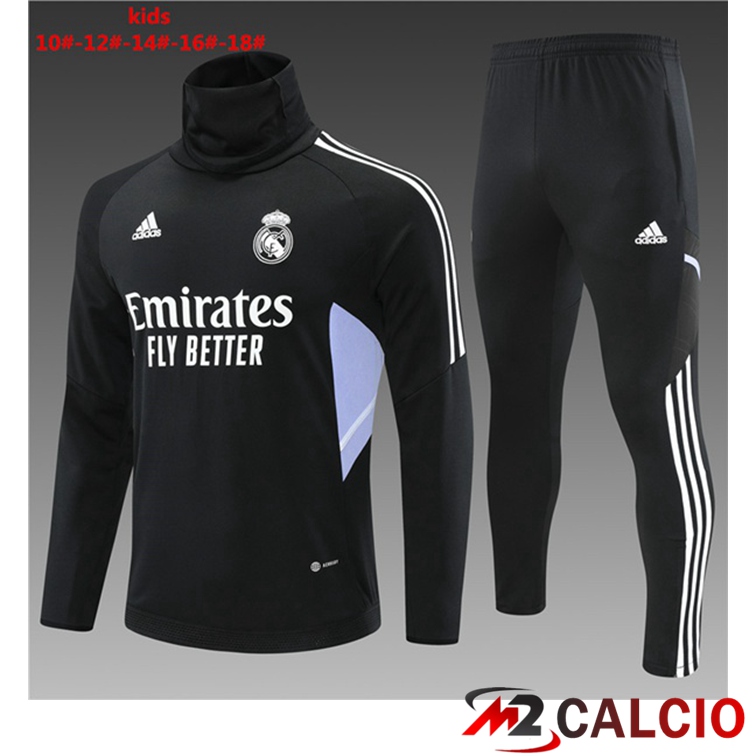 Maglie Calcio Personalizzate,Tute Calcio Squadre,Maglia Nazionale Italiana Calcio | Tuta Calcio Real Madrid Collo Alto Bambino Nero 2022/2023