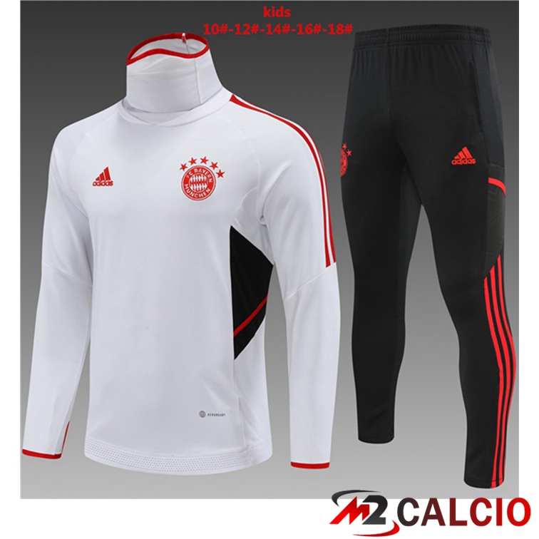 Maglie Calcio Personalizzate,Tute Calcio Squadre,Maglia Nazionale Italiana Calcio | Tuta Calcio Bayern Monaco Collo Alto Bambino Bianco 2022/2023