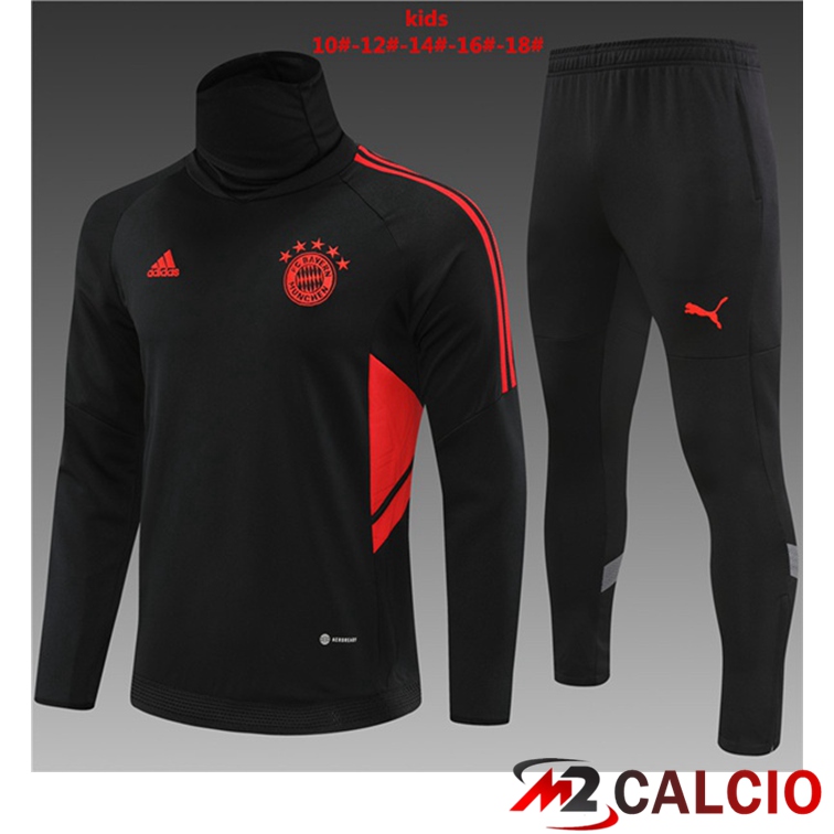 Maglie Calcio Personalizzate,Tute Calcio Squadre,Maglia Nazionale Italiana Calcio | Tuta Calcio Bayern Monaco Collo Alto Bambino Nero 2022/2023