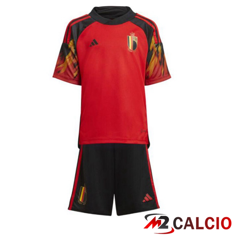 Maglie Calcio Personalizzate,Tute Calcio Squadre,Maglia Nazionale Italiana Calcio | Maglie Calcio Belgio Bambino Prima Rosso Coppa Del Mondo 2022