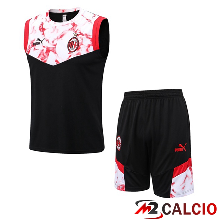 Maglie Calcio Personalizzate,Tute Calcio Squadre,Maglia Nazionale Italiana Calcio | Canotta Calcio AC Milan + Shorts Nero Bianco 2022/2023