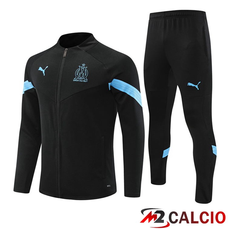 Maglie Calcio Personalizzate,Tute Calcio Squadre,Maglia Nazionale Italiana Calcio | Insieme Tuta Calcio - Giacca Marsiglia OM Nero 2022/2023