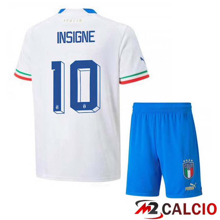 Maglie Calcio Personalizzate,Tute Calcio Squadre,Maglia Nazionale Italiana Calcio | Maglie Calcio Italia (Insigne 10) Bambino Seconda Bianco 2022/2023