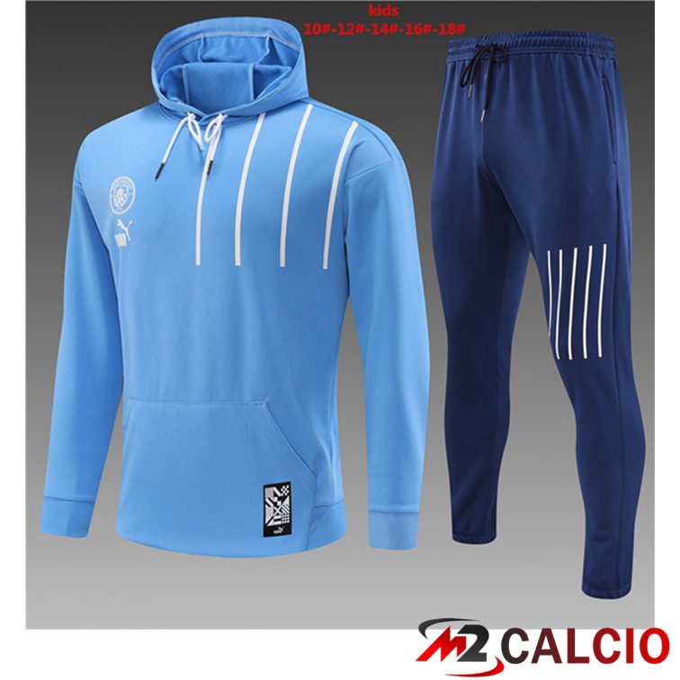 Maglie Calcio Personalizzate,Tute Calcio Squadre,Maglia Nazionale Italiana Calcio | Insieme Giacca Con Cappuccio Tuta Manchester City Bambino Blu 2022/2023
