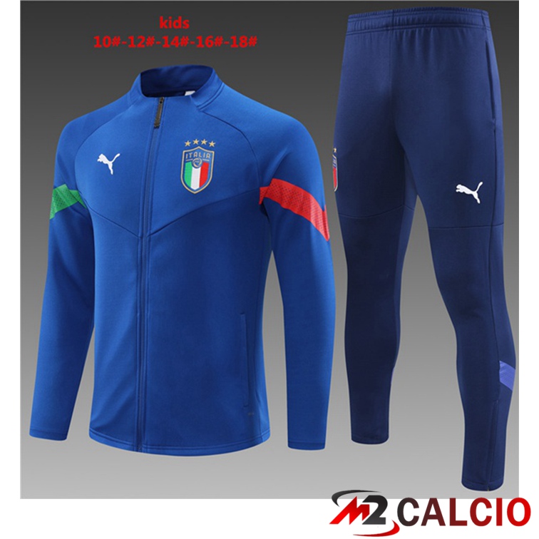 Maglie Calcio Personalizzate,Tute Calcio Squadre,Maglia Nazionale Italiana Calcio | Insieme Tuta Calcio - Giacca Italia Bambino Blu 2022/2023