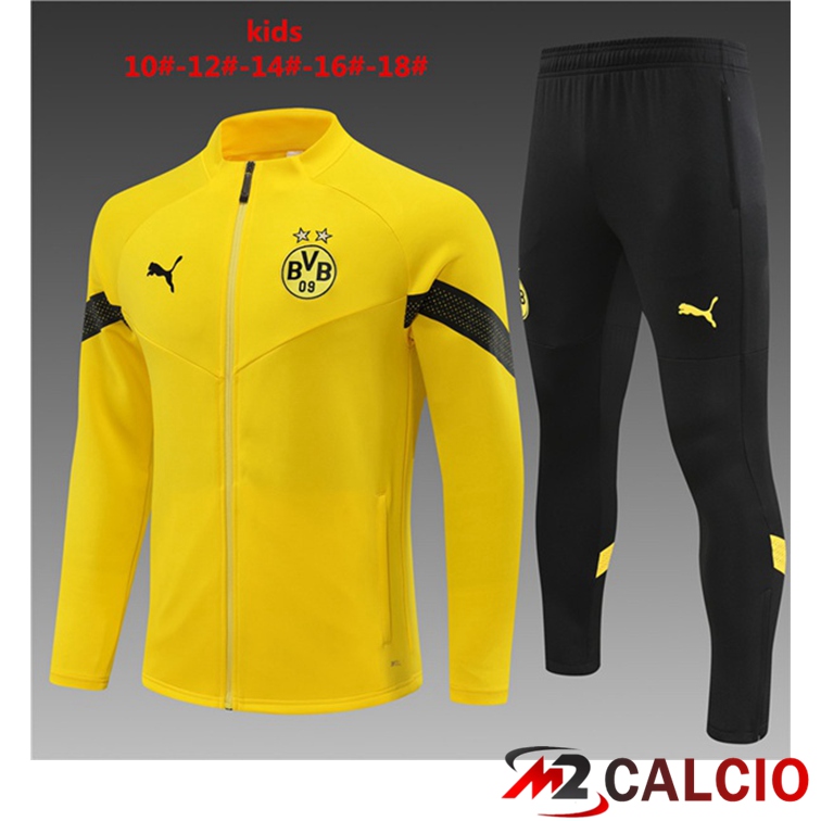 Maglie Calcio Personalizzate,Tute Calcio Squadre,Maglia Nazionale Italiana Calcio | Insieme Tuta Calcio - Giacca Dortmund BVB Bambino Giallo 2022/2023