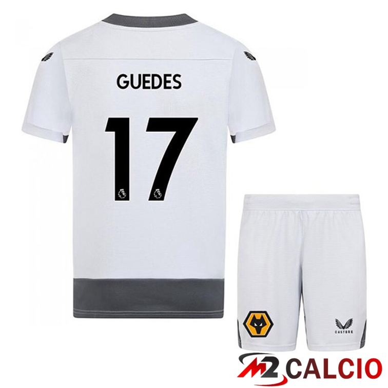 Maglie Calcio Personalizzate,Tute Calcio Squadre,Maglia Nazionale Italiana Calcio | Maglie Calcio Wolves (FABIO SILVA 17) Bambino Terza Bianco Grigio 2022/2023