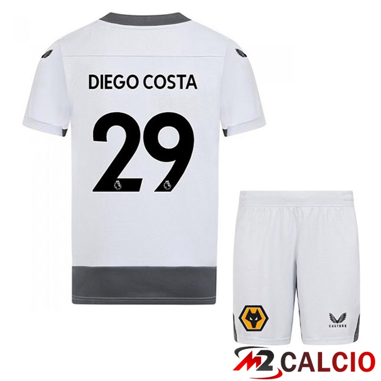 Maglie Calcio Personalizzate,Tute Calcio Squadre,Maglia Nazionale Italiana Calcio | Maglie Calcio Wolves (DIEGO COSTA 29) Bambino Terza Bianco Grigio 2022/2023