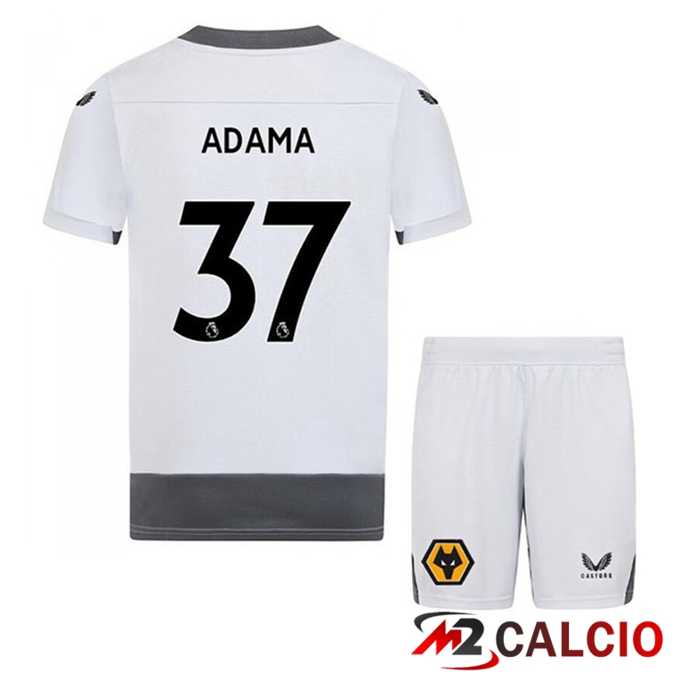 Maglie Calcio Personalizzate,Tute Calcio Squadre,Maglia Nazionale Italiana Calcio | Maglie Calcio Wolves (ADAMA 37) Bambino Terza Bianco Grigio 2022/2023