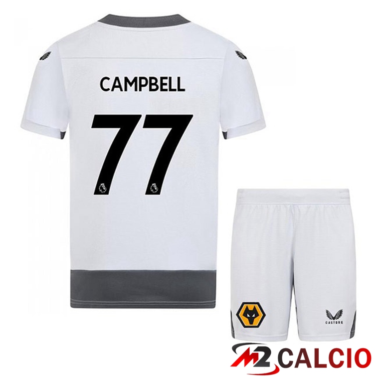 Maglie Calcio Personalizzate,Tute Calcio Squadre,Maglia Nazionale Italiana Calcio | Maglie Calcio Wolves (CAMPBELL 77) Bambino Terza Bianco Grigio 2022/2023