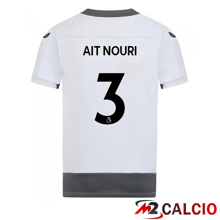 Maglie Calcio Personalizzate,Tute Calcio Squadre,Maglia Nazionale Italiana Calcio | Maglie Calcio Wolves (AIT-NOURI 3) Terza Bianco Grigio 2022/2023