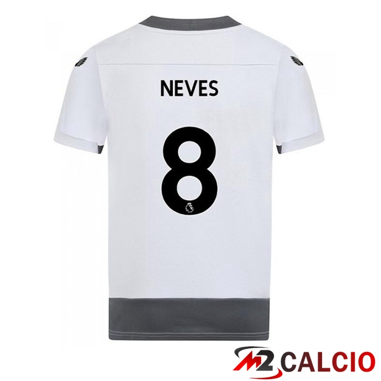 Maglie Calcio Personalizzate,Tute Calcio Squadre,Maglia Nazionale Italiana Calcio | Maglie Calcio Wolves (NEVES 8) Terza Bianco Grigio 2022/2023