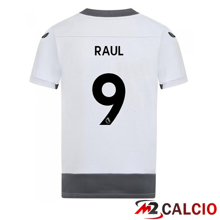 Maglie Calcio Personalizzate,Tute Calcio Squadre,Maglia Nazionale Italiana Calcio | Maglie Calcio Wolves (RAUL 9) Terza Bianco Grigio 2022/2023