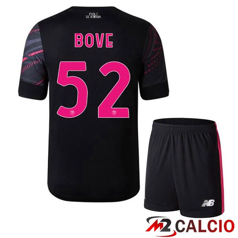 Maglie Calcio Personalizzate,Tute Calcio Squadre,Maglia Nazionale Italiana Calcio | Maglie Calcio AS Roma (BOVE 52) Bambino Terza Nero 2022/2023