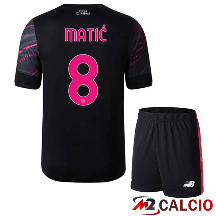 Maglie Calcio Personalizzate,Tute Calcio Squadre,Maglia Nazionale Italiana Calcio | Maglie Calcio AS Roma (MATIĆ 8) Bambino Terza Nero 2022/2023