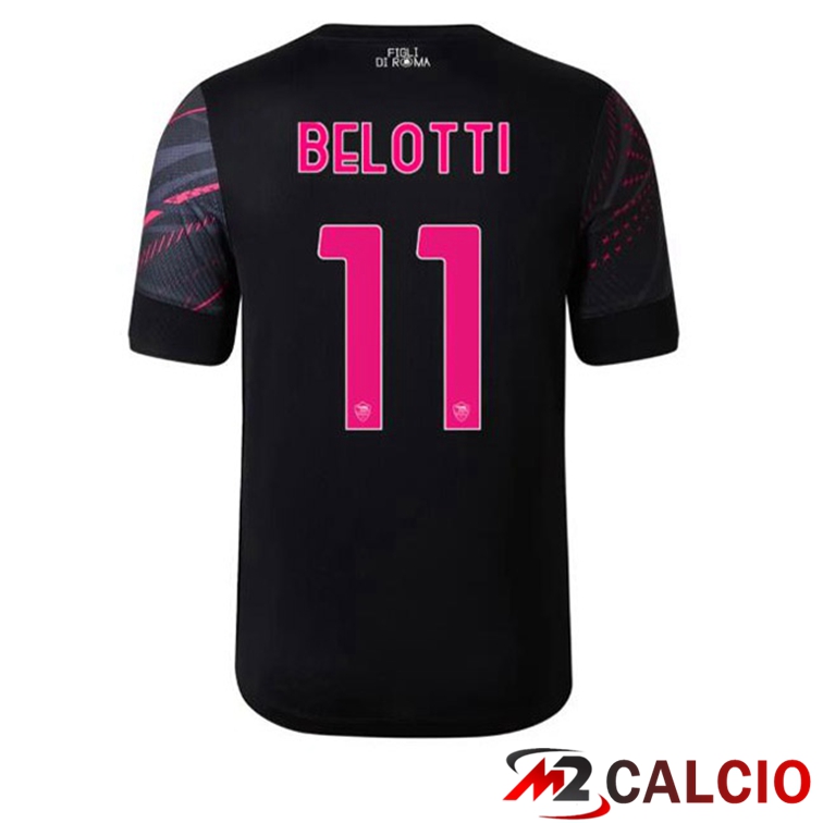 Maglie Calcio Personalizzate,Tute Calcio Squadre,Maglia Nazionale Italiana Calcio | Maglie Calcio AS Roma (BELOTTI 11) Terza Nero 2022/2023