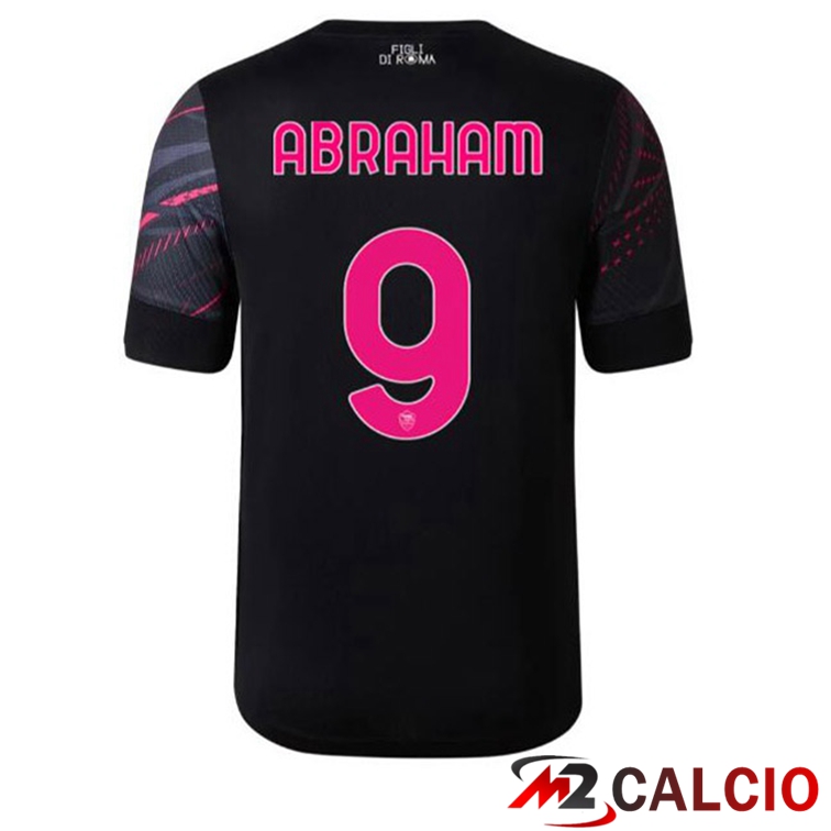 Maglie Calcio Personalizzate,Tute Calcio Squadre,Maglia Nazionale Italiana Calcio | Maglie Calcio AS Roma (ABRAHAM 9) Terza Nero 2022/2023