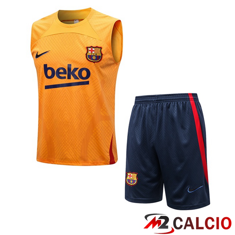 Maglie Calcio Personalizzate,Tute Calcio Squadre,Maglia Nazionale Italiana Calcio | Canotta Calcio FC Barcellona + Shorts Arancione 2022/2023