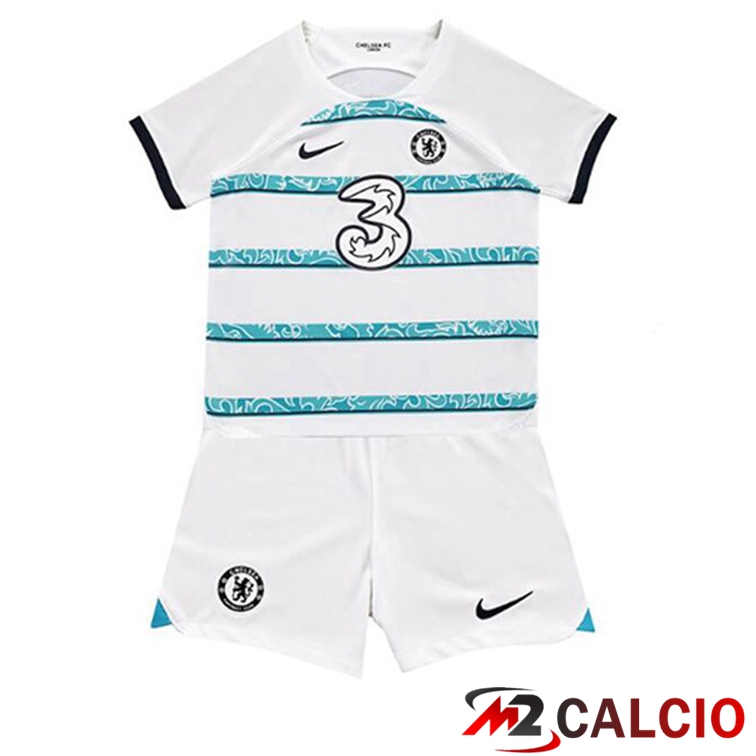 Maglie Calcio Personalizzate,Tute Calcio Squadre,Maglia Nazionale Italiana Calcio | Maglie Calcio FC Chelsea Bambino Seconda Bianco 2022/2023