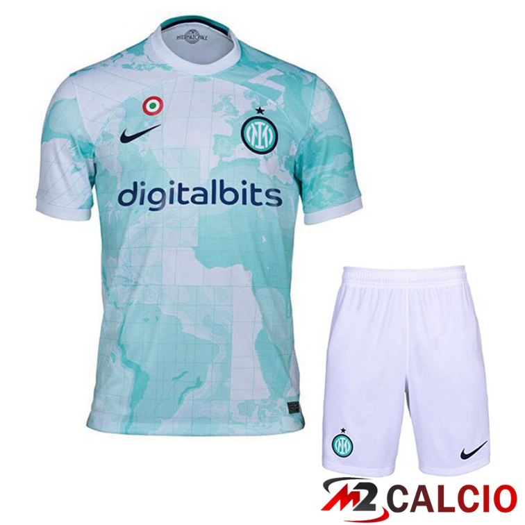 Maglie Calcio Personalizzate,Tute Calcio Squadre,Maglia Nazionale Italiana Calcio | Maglie Calcio Inter Milan Bambino Seconda Bianco Verde 2022/2023