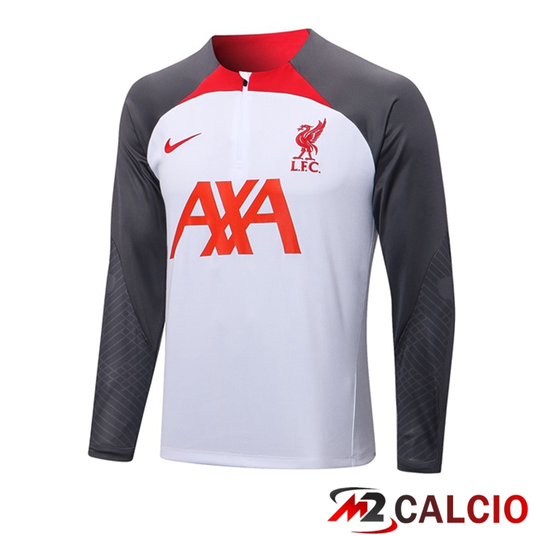 Maglie Calcio Personalizzate,Tute Calcio Squadre,Maglia Nazionale Italiana Calcio | Felpe Allenamento FC Liverpool Bianco Grigio 2022/2023