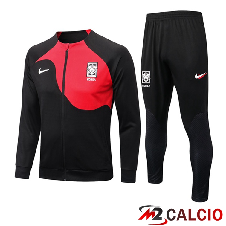 Maglie Calcio Personalizzate,Tute Calcio Squadre,Maglia Nazionale Italiana Calcio | Insieme Tuta Calcio - Giacca Corea Nero Rosso 2022/2023