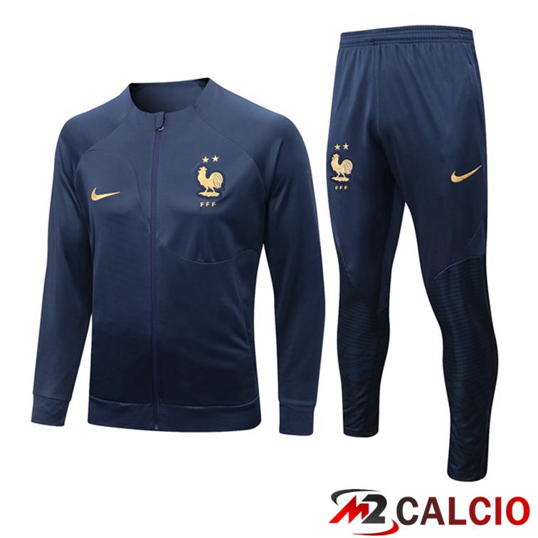 Maglie Calcio Personalizzate,Tute Calcio Squadre,Maglia Nazionale Italiana Calcio | Insieme Tuta Calcio - Giacca Francia Blu Royal 2022/2023