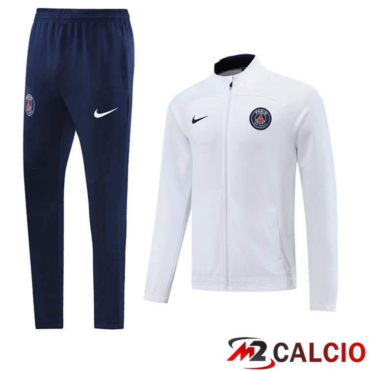 Maglie Calcio Personalizzate,Tute Calcio Squadre,Maglia Nazionale Italiana Calcio | Insieme Tuta Calcio - Giacca Paris PSG Bianco 2022/2023