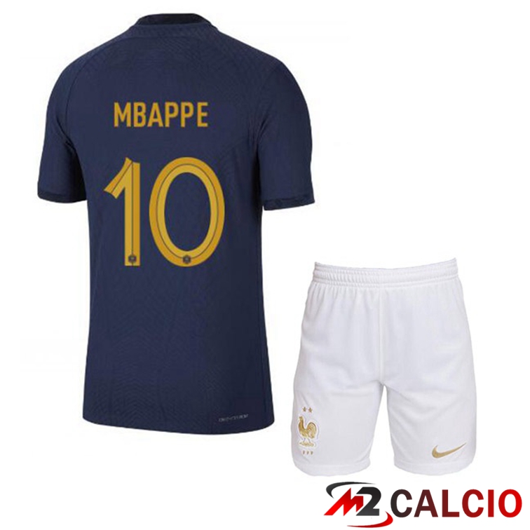 Maglie Calcio Personalizzate,Tute Calcio Squadre,Maglia Nazionale Italiana Calcio | Maglie Calcio Francia (MBAPPE 10) Bambino Prima Blu Royal Coppa Del Mondo 2022