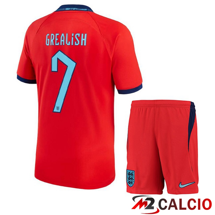 Maglie Calcio Personalizzate,Tute Calcio Squadre,Maglia Nazionale Italiana Calcio | Maglie Calcio Inghilterra (GREALISH 7) Bambino Seconda Rosso Coppa Del Mondo 2022