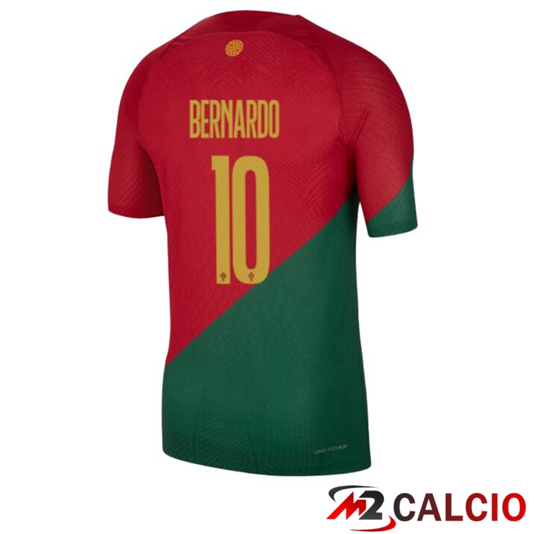 Maglie Calcio Personalizzate,Tute Calcio Squadre,Maglia Nazionale Italiana Calcio | Maglie Calcio Portogallo (BERNARDO 10) Prima Rosso Verde Coppa Del Mondo 2022