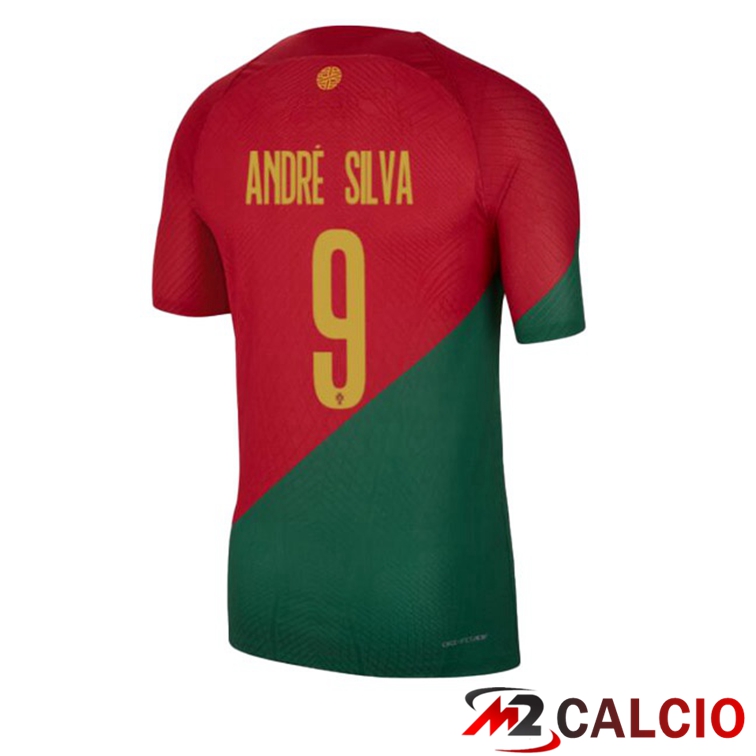 Maglie Calcio Personalizzate,Tute Calcio Squadre,Maglia Nazionale Italiana Calcio | Maglie Calcio Portogallo (ANDRÉ SILVA 9) Prima Rosso Verde Coppa Del Mondo 2022