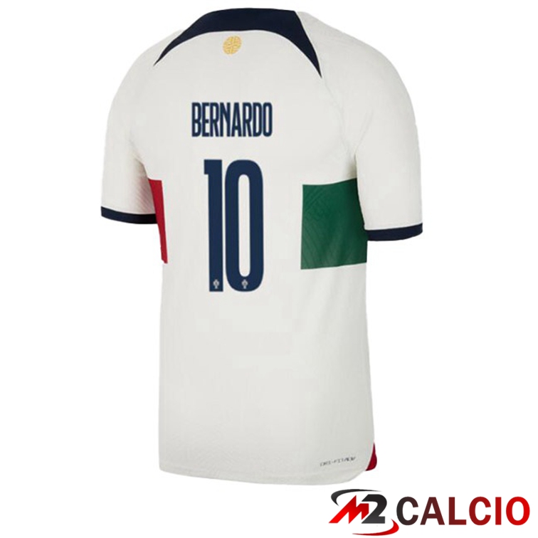 Maglie Calcio Personalizzate,Tute Calcio Squadre,Maglia Nazionale Italiana Calcio | Maglie Calcio Portogallo (BERNARDO 10) Seconda Bianco Rosso Coppa Del Mondo 2022