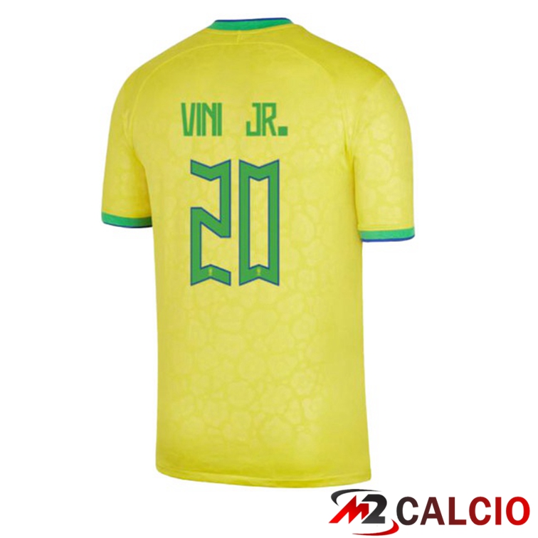 Maglie Calcio Personalizzate,Tute Calcio Squadre,Maglia Nazionale Italiana Calcio | Maglie Calcio Brasile (VINI JR. 20) Prima Giallo Coppa Del Mondo 2022