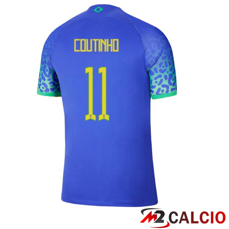 Maglie Calcio Personalizzate,Tute Calcio Squadre,Maglia Nazionale Italiana Calcio | Maglie Calcio Brasile (COUTINHO 11) Seconda Blu Coppa Del Mondo 2022