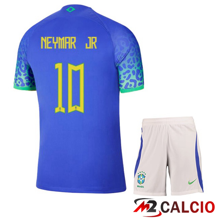 Maglie Calcio Personalizzate,Tute Calcio Squadre,Maglia Nazionale Italiana Calcio | Maglie Calcio Brasile (NEYMAR JR 10) Bambino Seconda Blu Coppa Del Mondo 2022