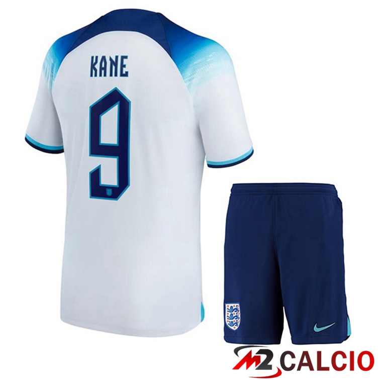 Maglie Calcio Personalizzate,Tute Calcio Squadre,Maglia Nazionale Italiana Calcio | Maglie Calcio Inghilterra (KANE 9) Bambino Prima Bianco 2022/2023